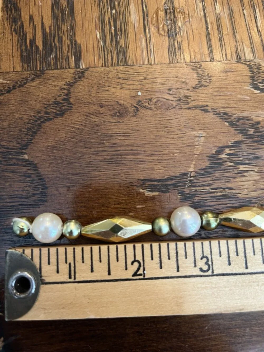 Vintage Beaded Christmas Tree Garland Glam Fancy Gold & White 3 Strands 9Ft Each